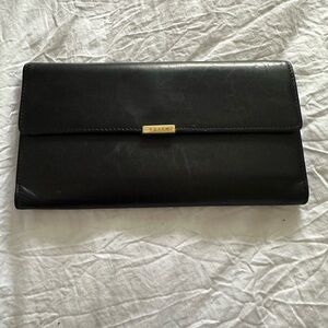 Coach Black Leather Wallet with Gold Detail